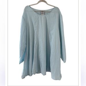 Match Point 100% Linen  Baby Blue Lagenlook Cottagecore  Flare Top Size XL